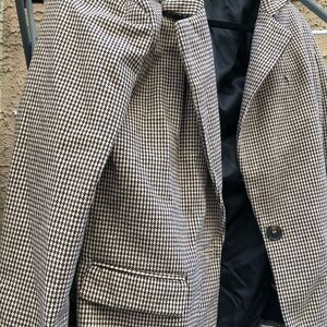 SHEIN Black and White Sport Coat Houndstooth Blazer